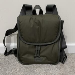 Agnes B Voyage Olive Green Nylon & Leather Trim Small Backpack Womens Luxury Bag